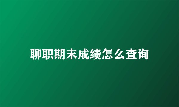 聊职期末成绩怎么查询