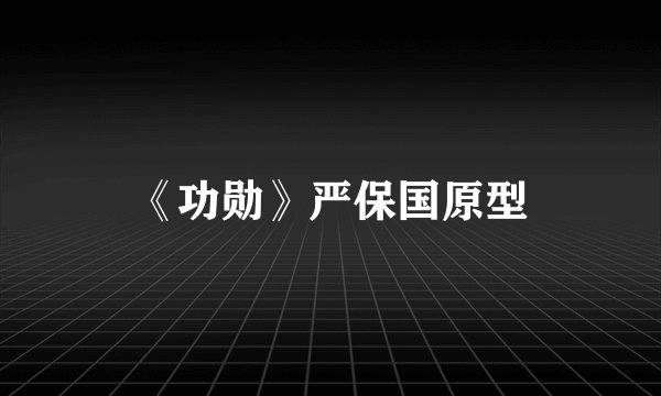 《功勋》严保国原型