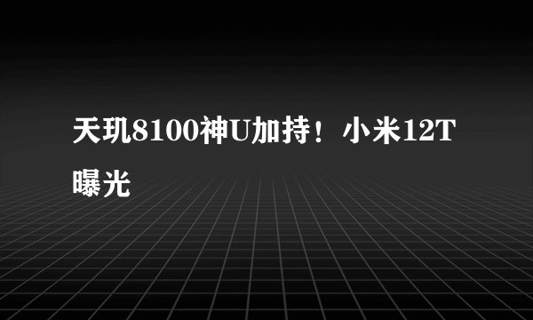 天玑8100神U加持!小米12T曝光