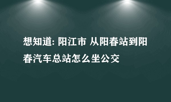 想知道: 阳江市 从阳春站到阳春汽车总站怎么坐公交