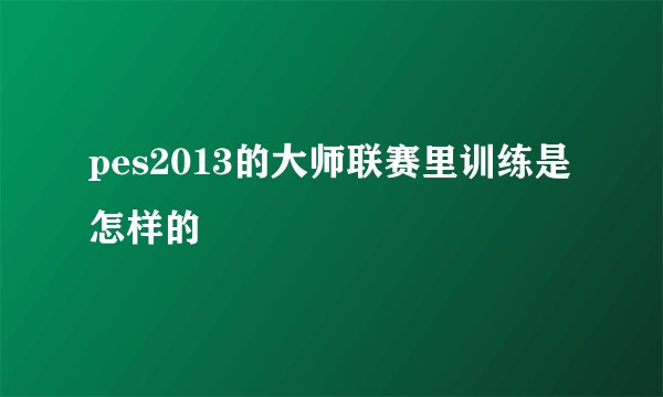 pes2013的大师联赛里训练是怎样的