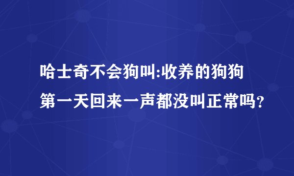 哈士奇不会狗叫:收养的狗狗第一天回来一声都没叫正常吗？