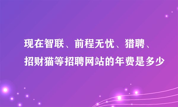 现在智联、前程无忧、猎聘、招财猫等招聘网站的年费是多少