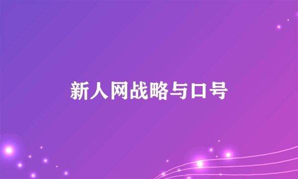 新人网战略与口号