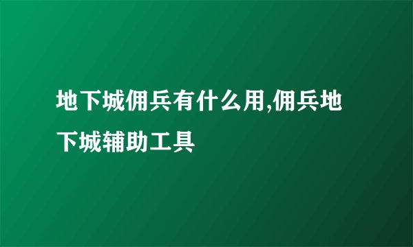 地下城佣兵有什么用,佣兵地下城辅助工具