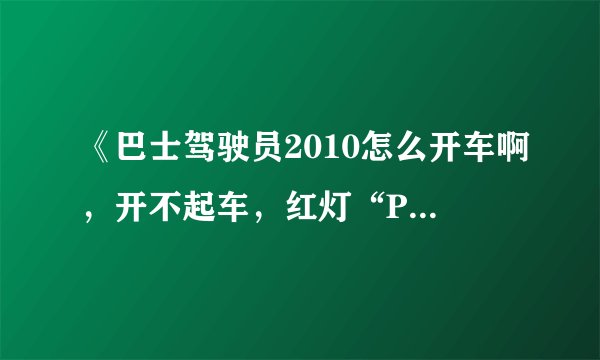 《巴士驾驶员2010怎么开车啊，开不起车，红灯“P”怎么才关