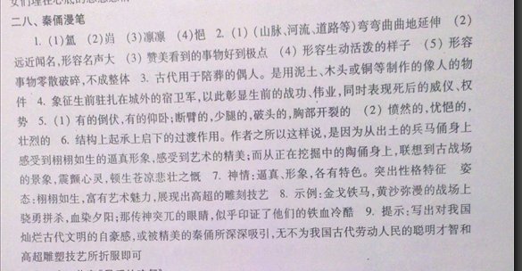 八年级第二学期课文《秦俑漫笔》文言文点击答案