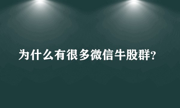 为什么有很多微信牛股群？