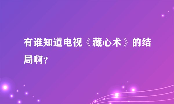 有谁知道电视《藏心术》的结局啊？