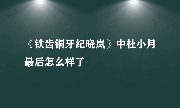 《铁齿铜牙纪晓岚》中杜小月最后怎么样了