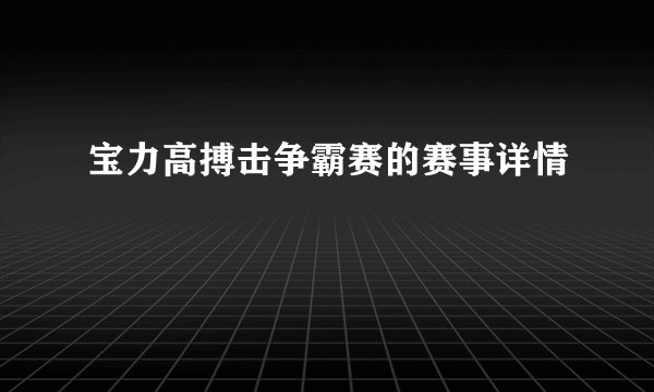 宝力高搏击争霸赛的赛事详情
