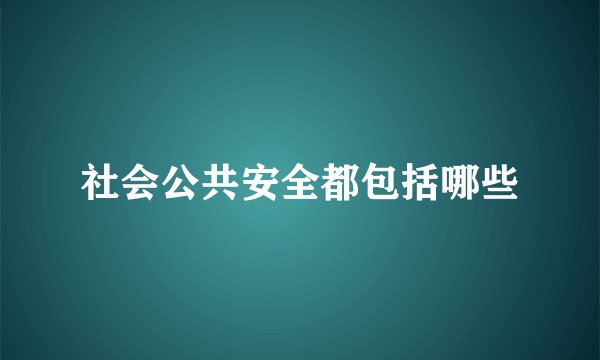 社会公共安全都包括哪些