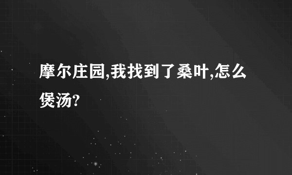 摩尔庄园,我找到了桑叶,怎么煲汤?