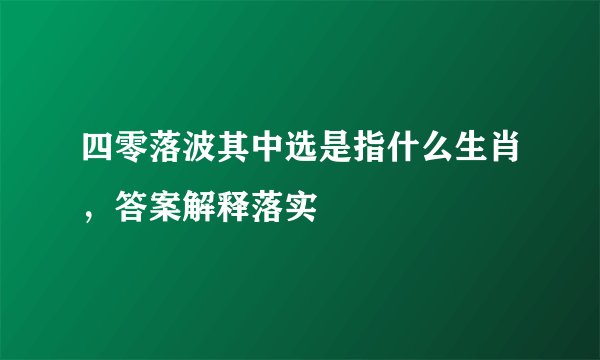 四零落波其中选是指什么生肖，答案解释落实