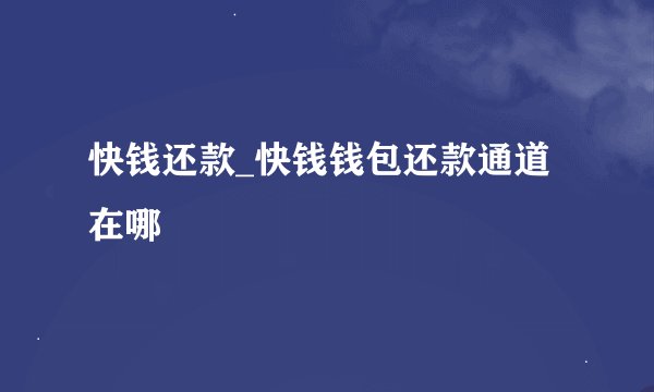 快钱还款_快钱钱包还款通道在哪