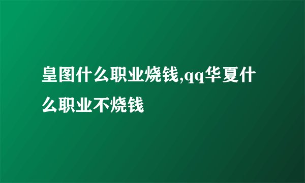 皇图什么职业烧钱,qq华夏什么职业不烧钱