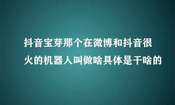 抖音宝芽那个在微博和抖音很火的机器人叫做啥具体是干啥的