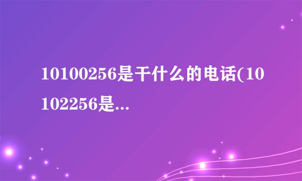 10100256是干什么的电话(10102256是什么电话)