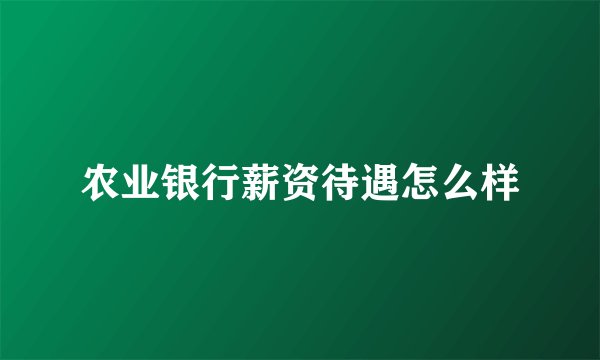 农业银行薪资待遇怎么样