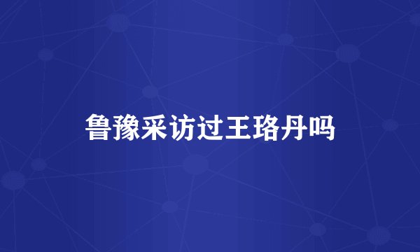 鲁豫采访过王珞丹吗