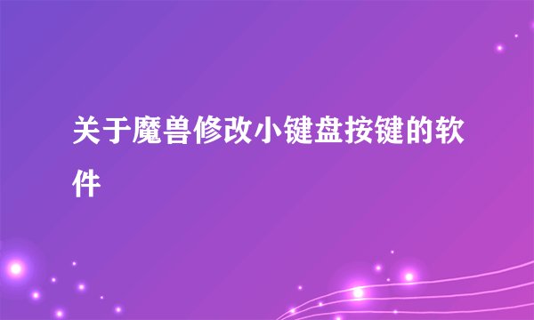 关于魔兽修改小键盘按键的软件