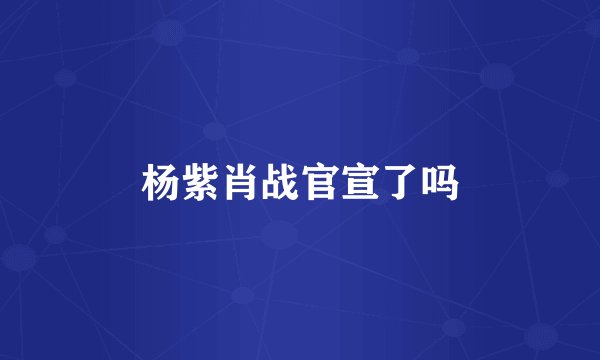 杨紫肖战官宣了吗