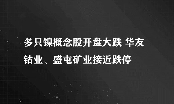 多只镍概念股开盘大跌 华友钴业、盛屯矿业接近跌停