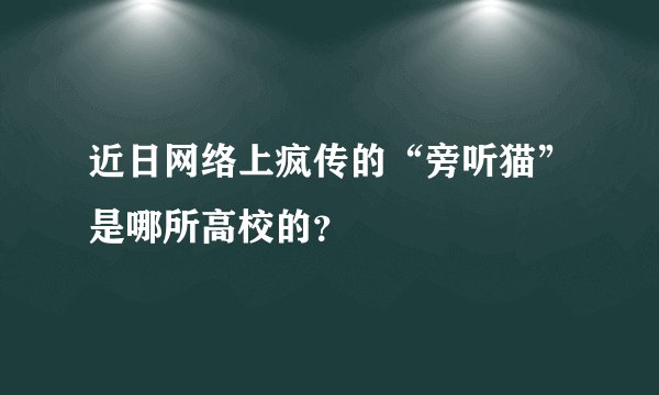 近日网络上疯传的“旁听猫”是哪所高校的？