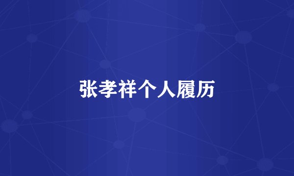 张孝祥个人履历