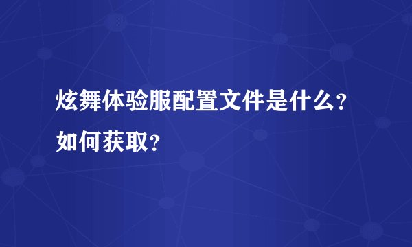 炫舞体验服配置文件是什么？如何获取？