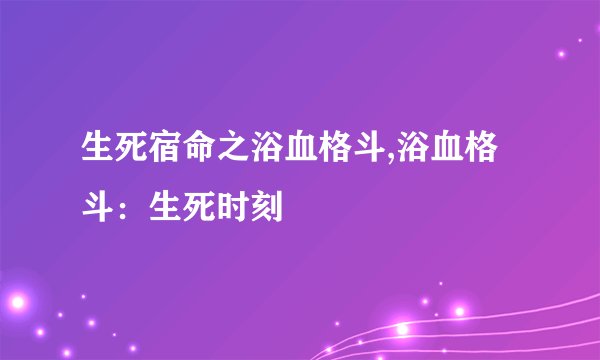 生死宿命之浴血格斗,浴血格斗：生死时刻