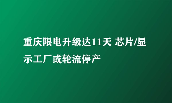 重庆限电升级达11天 芯片/显示工厂或轮流停产