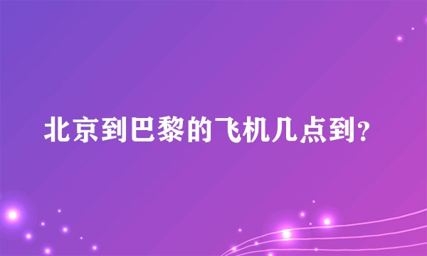 北京到巴黎的飞机几点到？