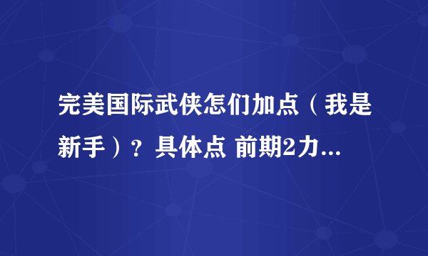 完美国际武侠怎们加点（我是新手）？具体点 前期2力2敏1体 后期怎么加（从多少级开始算后期）?