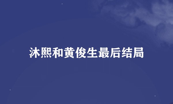 沐熙和黄俊生最后结局