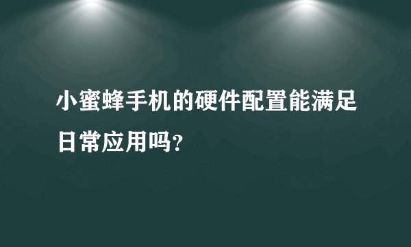 小蜜蜂手机的硬件配置能满足日常应用吗？
