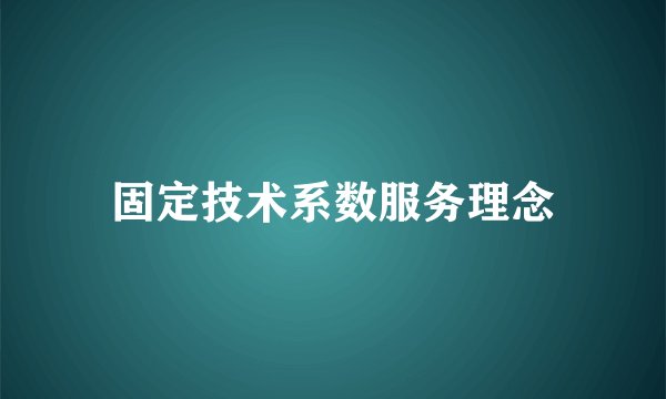 固定技术系数服务理念
