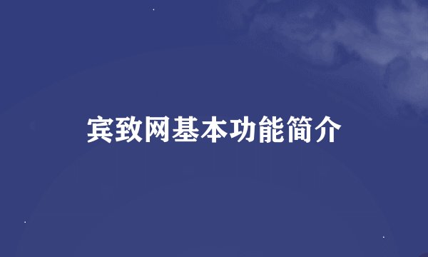 宾致网基本功能简介