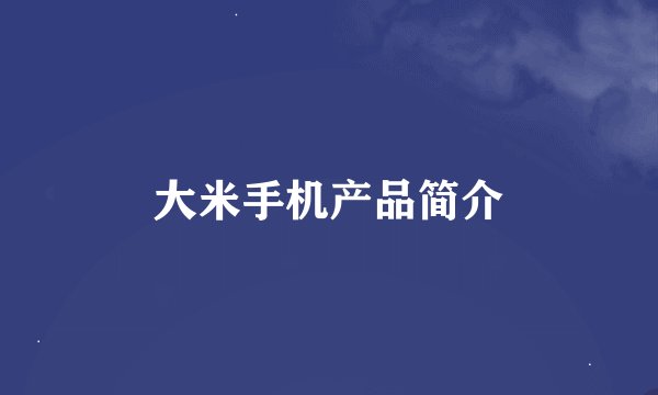 大米手机产品简介