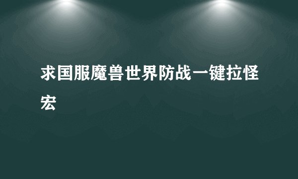 求国服魔兽世界防战一键拉怪宏