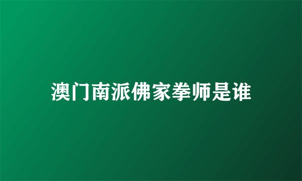 澳门南派佛家拳师是谁