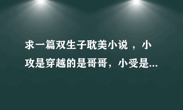 求一篇双生子耽美小说 ，小攻是穿越的是哥哥，小受是魔修夺舍的，两