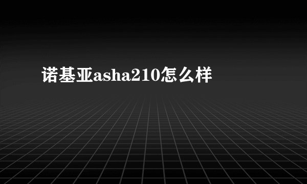 诺基亚asha210怎么样
