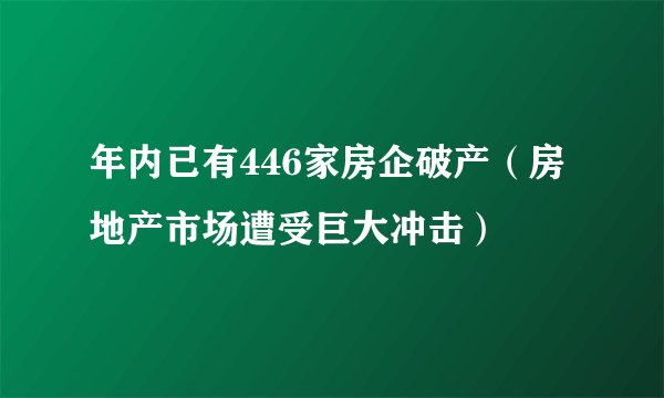 年内已有446家房企破产（房地产市场遭受巨大冲击）