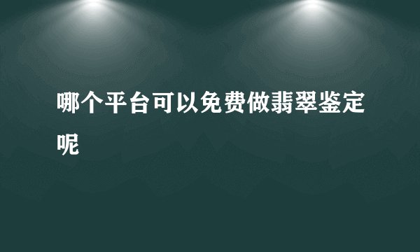 哪个平台可以免费做翡翠鉴定呢
