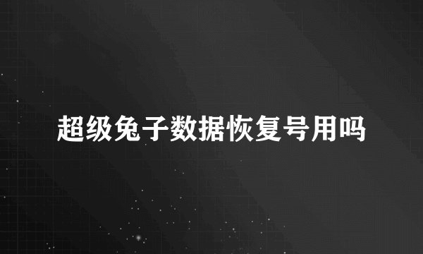 超级兔子数据恢复号用吗