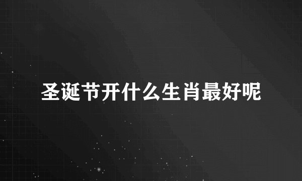 圣诞节开什么生肖最好呢