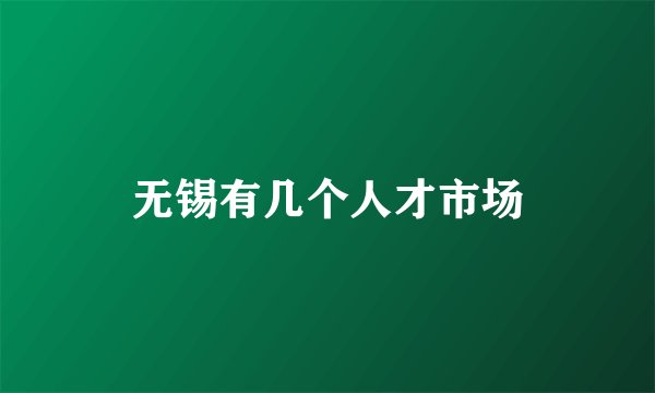 无锡有几个人才市场