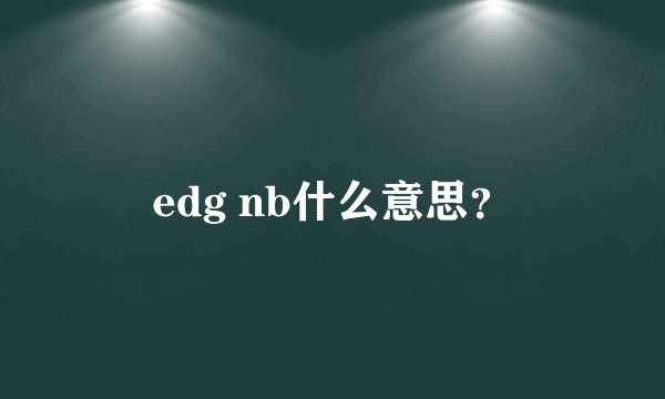 edg nb什么意思？