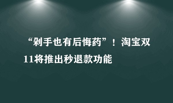 “剁手也有后悔药”！淘宝双11将推出秒退款功能